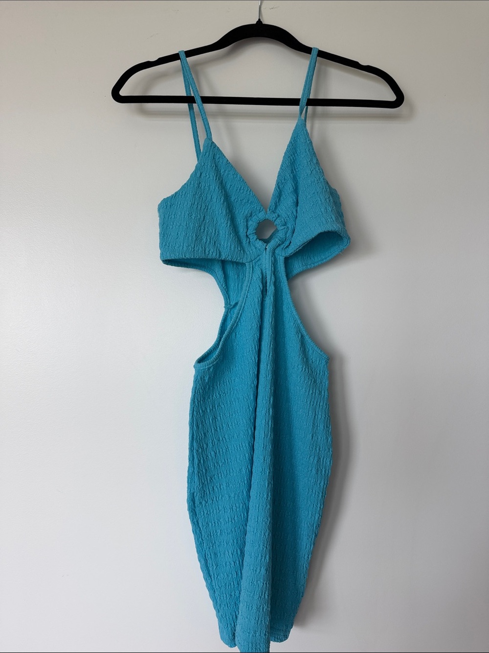 Turquoise Cutout Midi Dress with Ring Detail